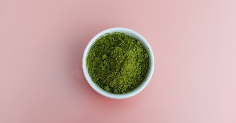 Matcha powder in a cup