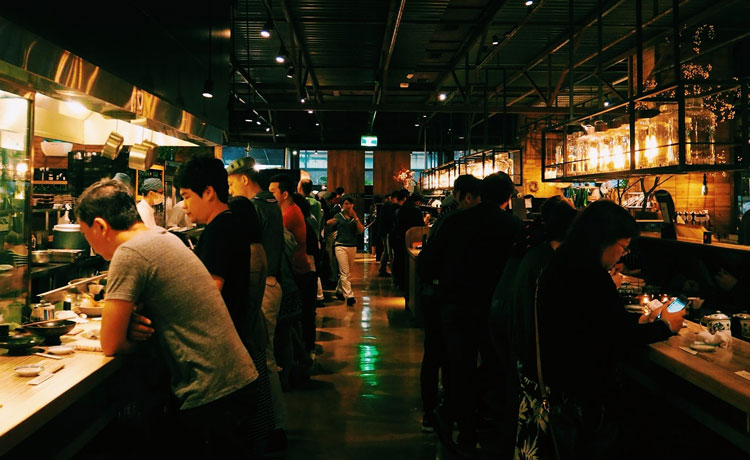 diners dining in a japanese restaurant