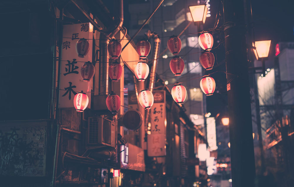 japanese street with lanterns