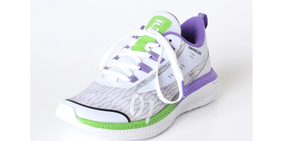 Purple and green shoes trainers