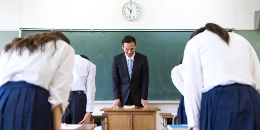 When teachers come to class, children have to bow at the beginning of lessons in Japanese school