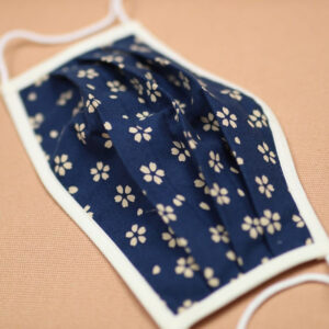 navy sakura print face mask