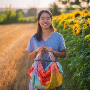 Peony Orange Organic Cotton Furoshiki