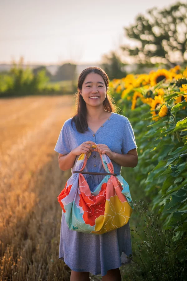 Peony Orange Organic Cotton Furoshiki