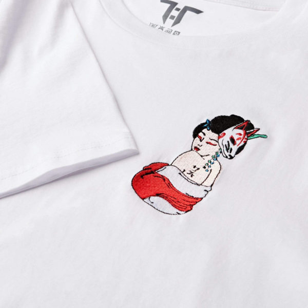 White Geisha T-shirt closeup