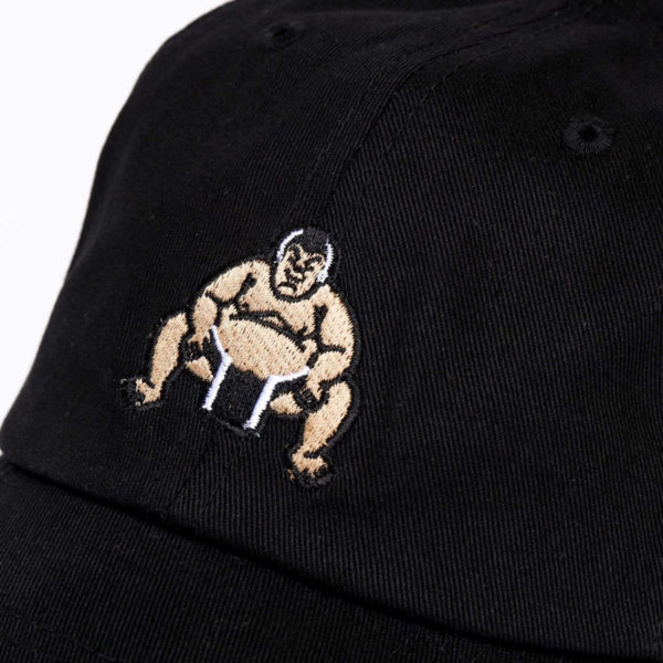 Black Sumo Wrestler Snapback Cap closeup