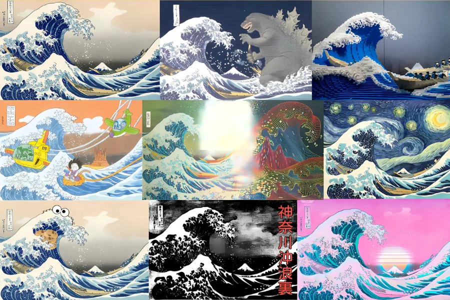All types of Great Wave off Kanagawa designs