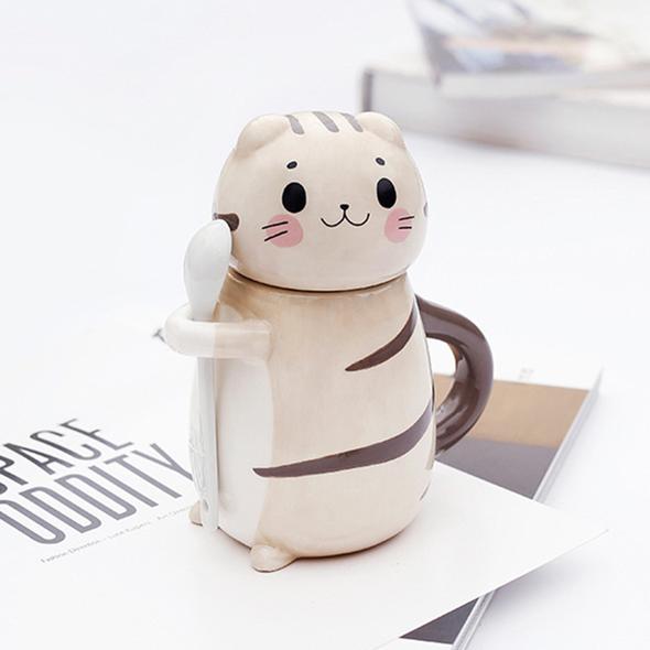 Ceramic Cat Mug with Spoon Japan Nakama