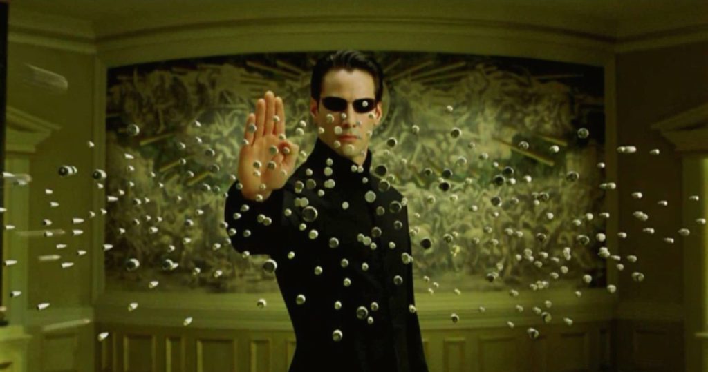 The Matrix Neo stopping bullets