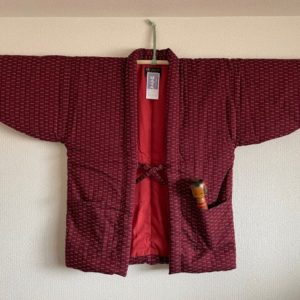 Maroon Sashiko Stitch Hanten Jacket