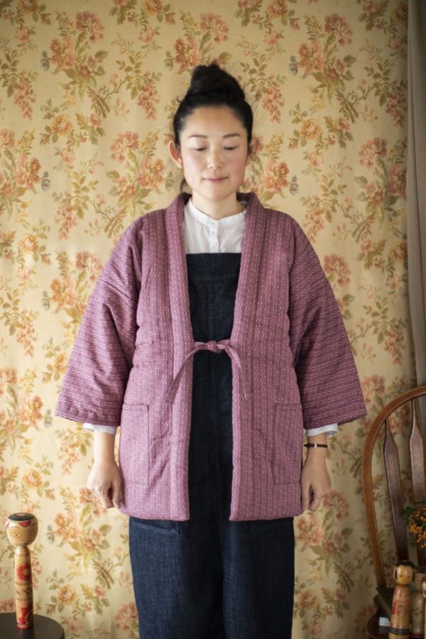 Pink Sashiko Stitch Hanten Jacket