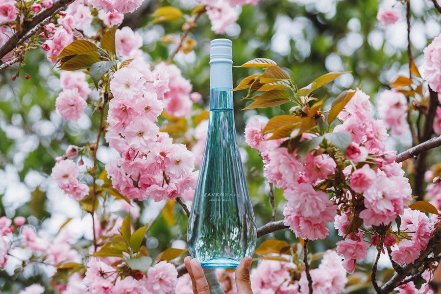 Sakura with HEAVENSAKE Junmai Ginjo Bottle