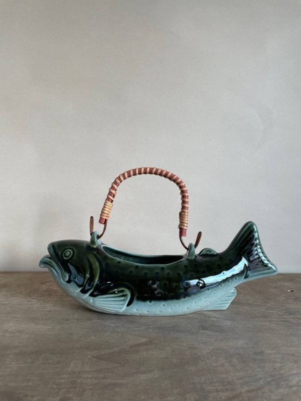 Green ceramic fish teapot