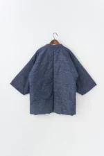 Blue Grey Hand-Twisted Thread Hanten Jacket back