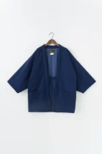 indigo Hand-Twisted Thread Hanten Jacket front