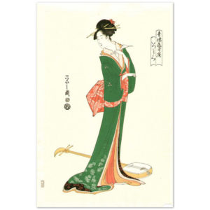 Beauty and Shamisen by Hosoda Eishi - Premium Matte Paper Poster