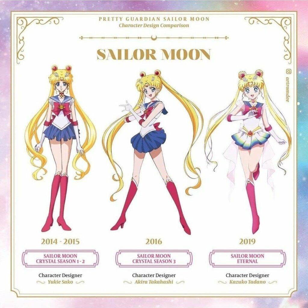 The various evolution of sailor moon over the time