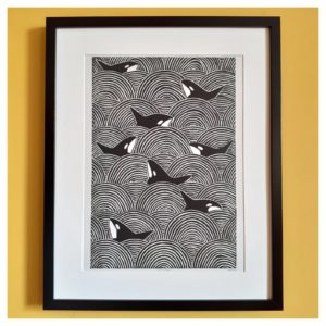 Orca Seigaiha Water Print - Framed