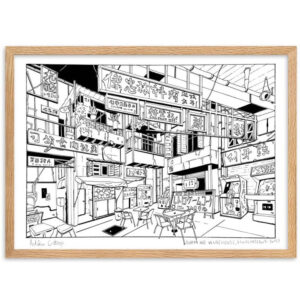 Black and white print of the Anata No warehouse
