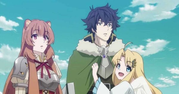 The Rising of the Shield Hero anime Naofumi with his shield