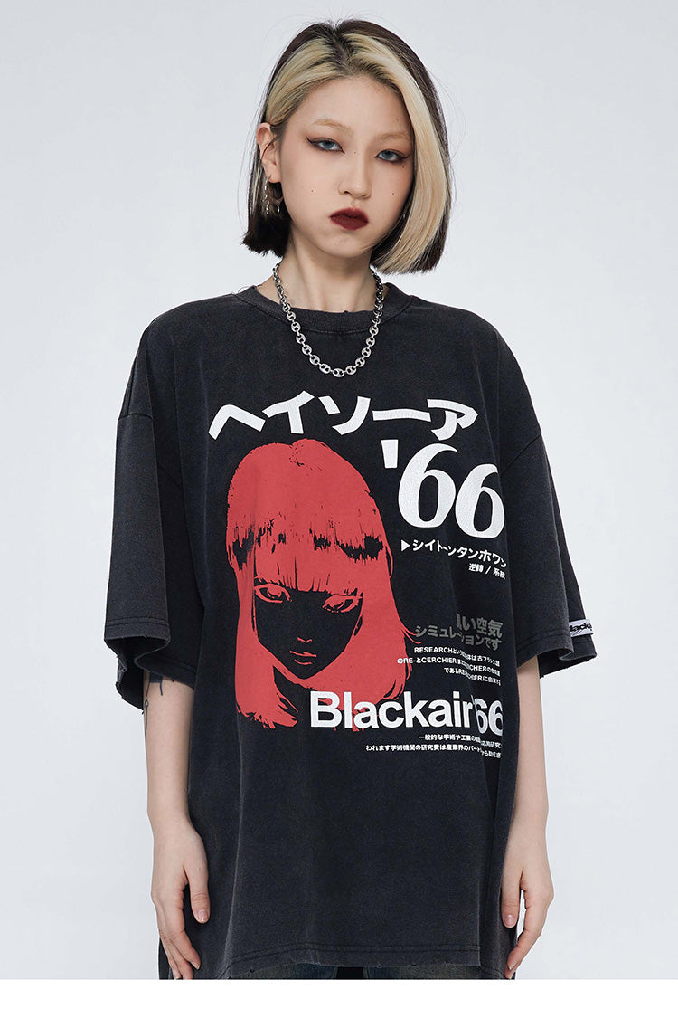 New Look anime girl print t-shirt in mid black | ASOS