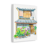 Vibrant watercolor painting of Garden Machiya