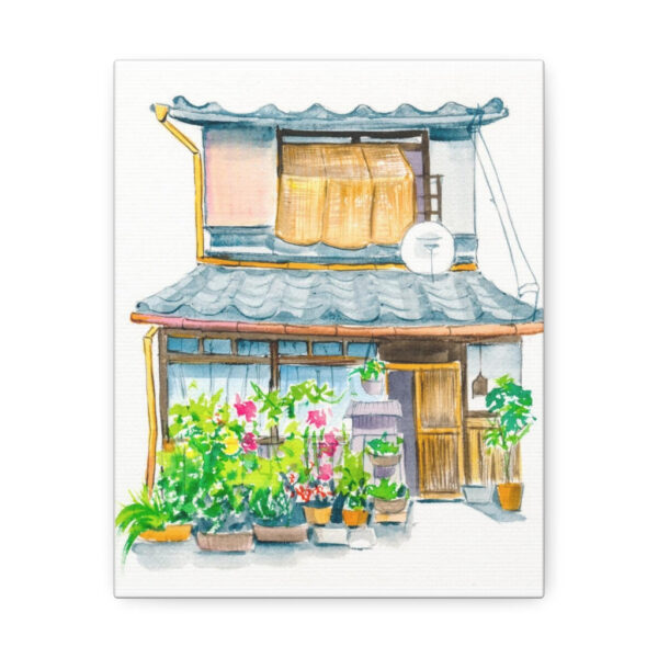 Vibrant watercolor painting of Garden Machiya