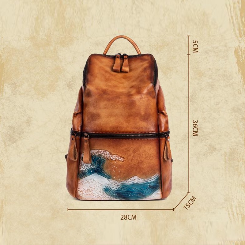 Great Wave Leather Backpack