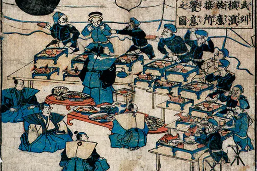 A painting showcasing Edo Period Japanese Food Culture