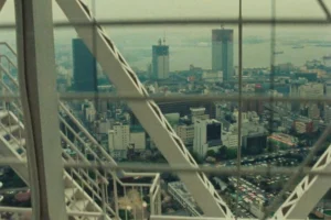view from the elevator going up the Umeda Sky Building in Osaka
