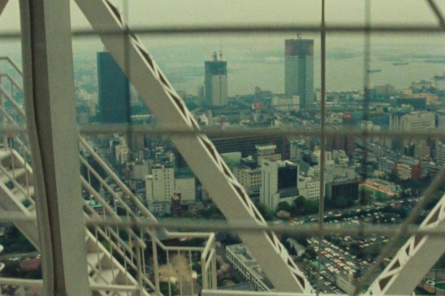 view from the elevator going up the Umeda Sky Building in Osaka