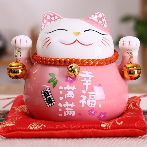 Large Ceramic Lucky Cat Piggy Bank - Image 1