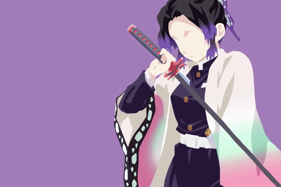 Shinobu from Demon Slayer Anime in a minimal drawing style