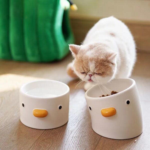 Cute Duck Ceramic Pet Bowl - Image 1