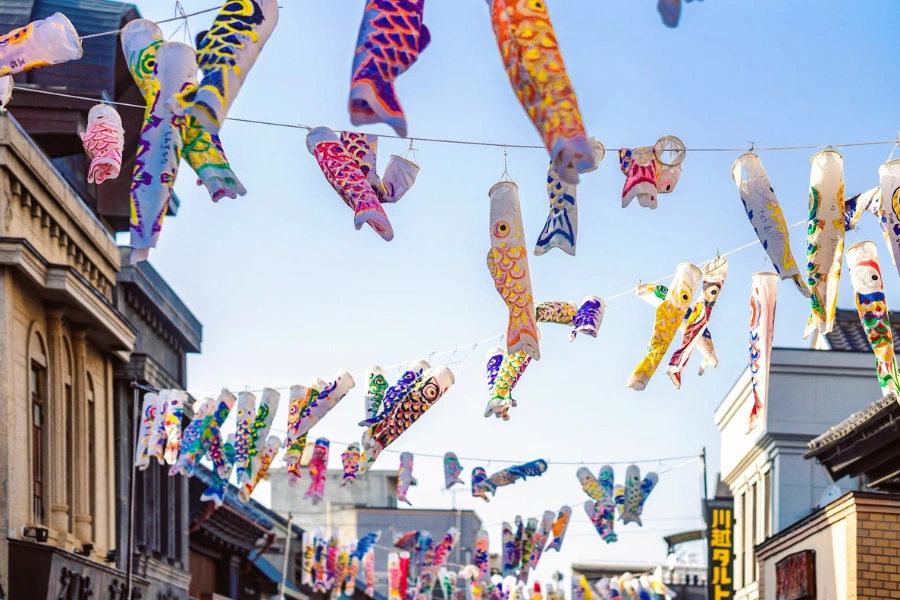 Koi Nobori – carp streamers – on Children's Day in Japan