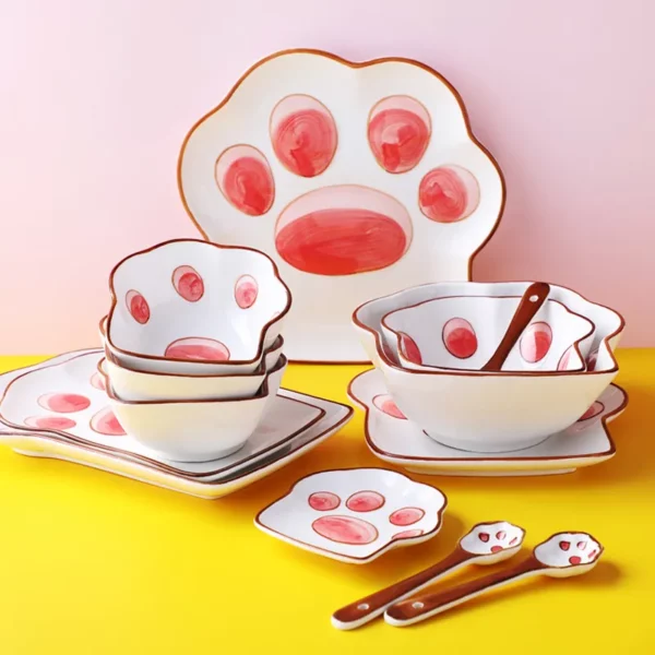 Ceramic Cat Paw Dishes - Image 1