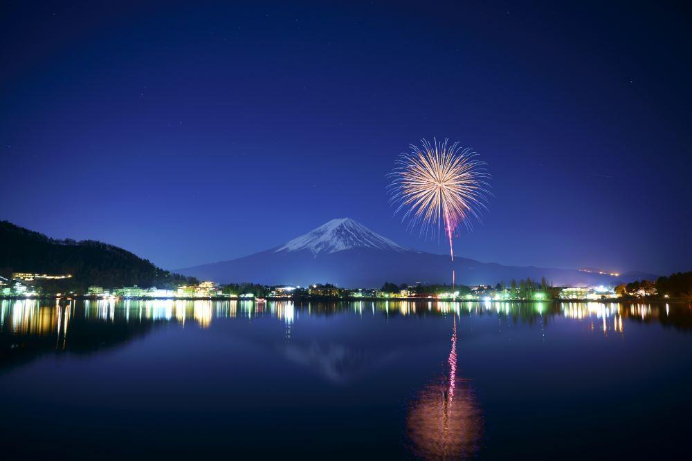 Mt. Fuji Opening Fireworks Festival Fireworks on Mount Fuji