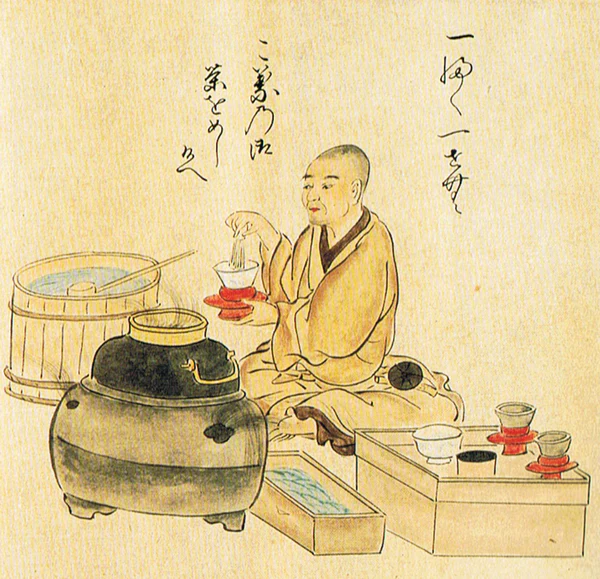 Monk preparing cups of tea Monk preparing cups of tea