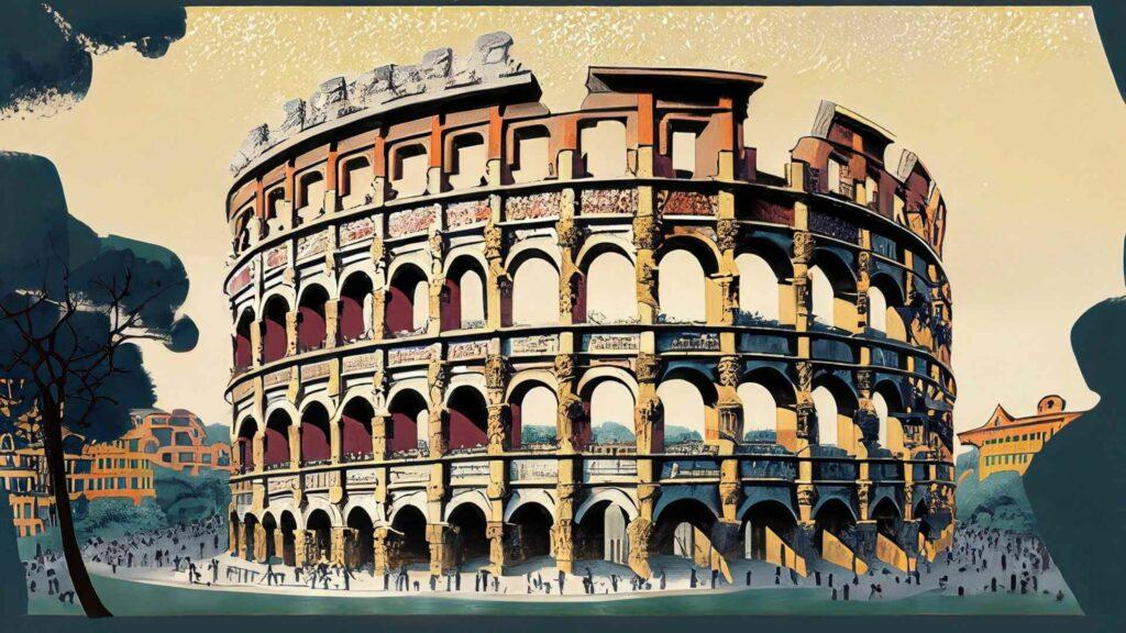 AI-Generated art of Nihonga Colossseum AI-Generated art of Nihonga Colosseum