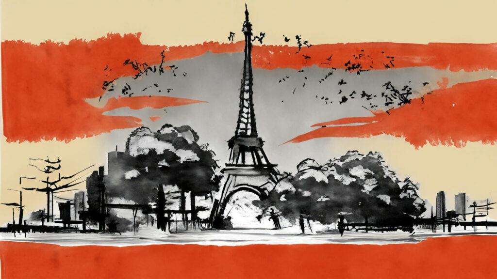 AI-Generated Art of Paris infused with Sumi-e AI-Generated Art of Paris infused with Sumi-e