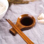 Japanese Wooden Dipping Saucer and Chopstick Rest
