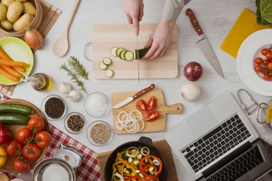 Preparing ingredients for cooking