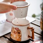 Ceramic Hand Drawn Style Cute Cat Mug