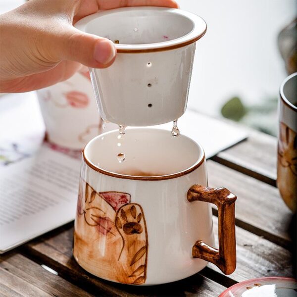 Ceramic Hand Drawn Style Cute Cat Mug - Image 1