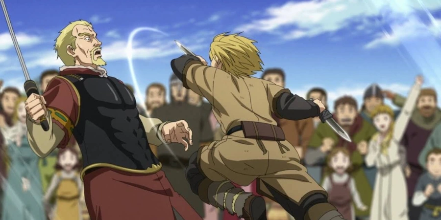 Thorfinn duels with Askeladd
