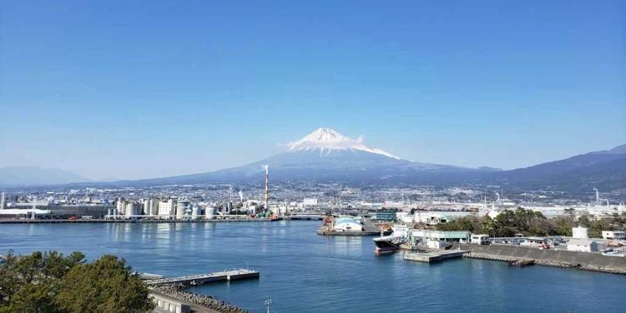 Mt. Fuji as viewed from the coast in Yamanashi Prefecture