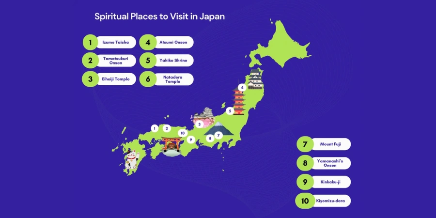 Map of Top 10 Spiritual Places to Visit in Japan