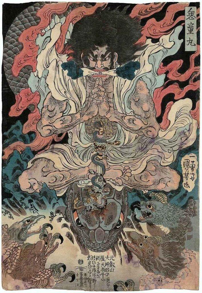 image (4) Kidomaru by Utagawa Kuniyoshi showing the folklore of Japan japanese myths