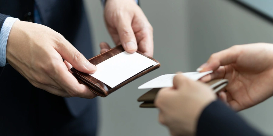 Exchanging business cards