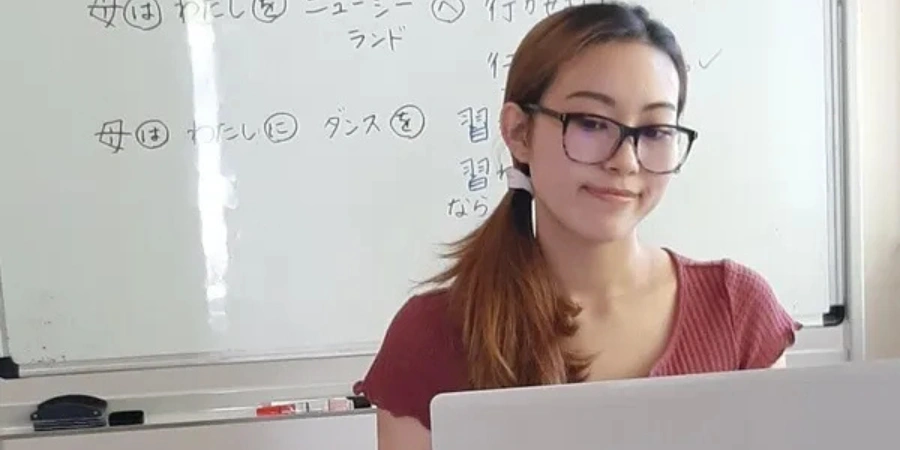 A girl studying from her laptop